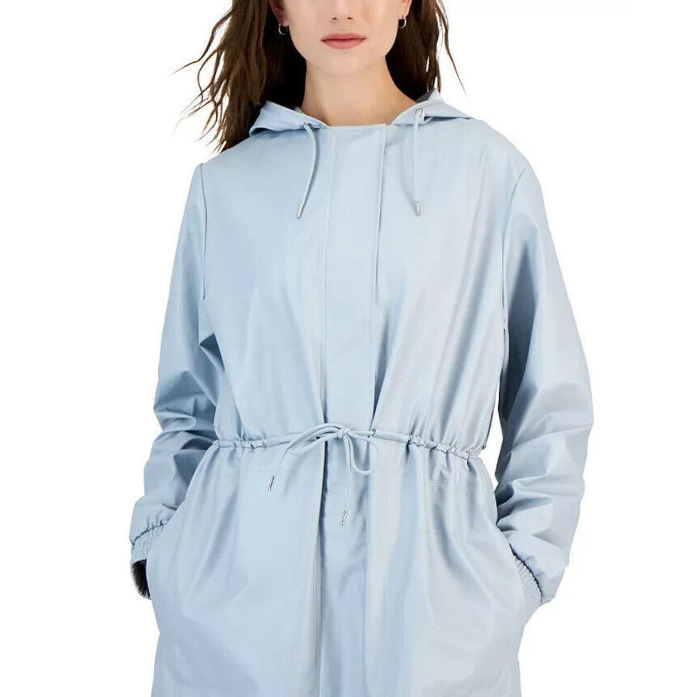 Rains Women's String Hooded Drawstring-Waist Parka Size Large L - Picture 3 of 4